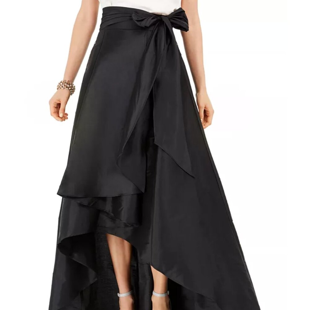 Adrianna Pappell Elegant Black Satin High-Low Formal Skirt Size 22